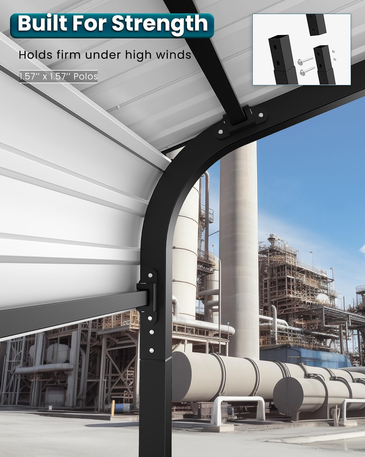 Metal Carport 12x21 Heavy Duty Easy Snow Off & Self Draining Design, 70KG/㎡ Load Ideal for Snow/Rain/Wind Conditions, Enhanced Base & Double Rust Proof Coating & Galvanized for Boats and Car, Truck Hoteel