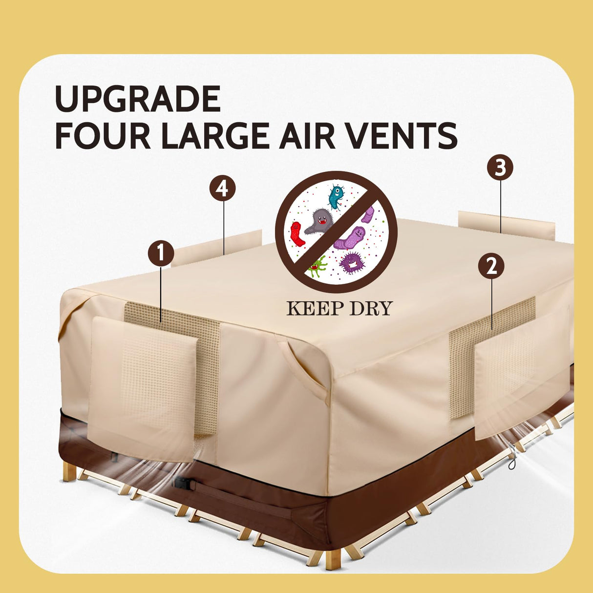 COSFLY Waterproof Patio Furniture Set Covers Durable, Outdoor Table and Chair Covers Rectangular Large - Fits up to 108L x 82W x 28H inches COSFLY