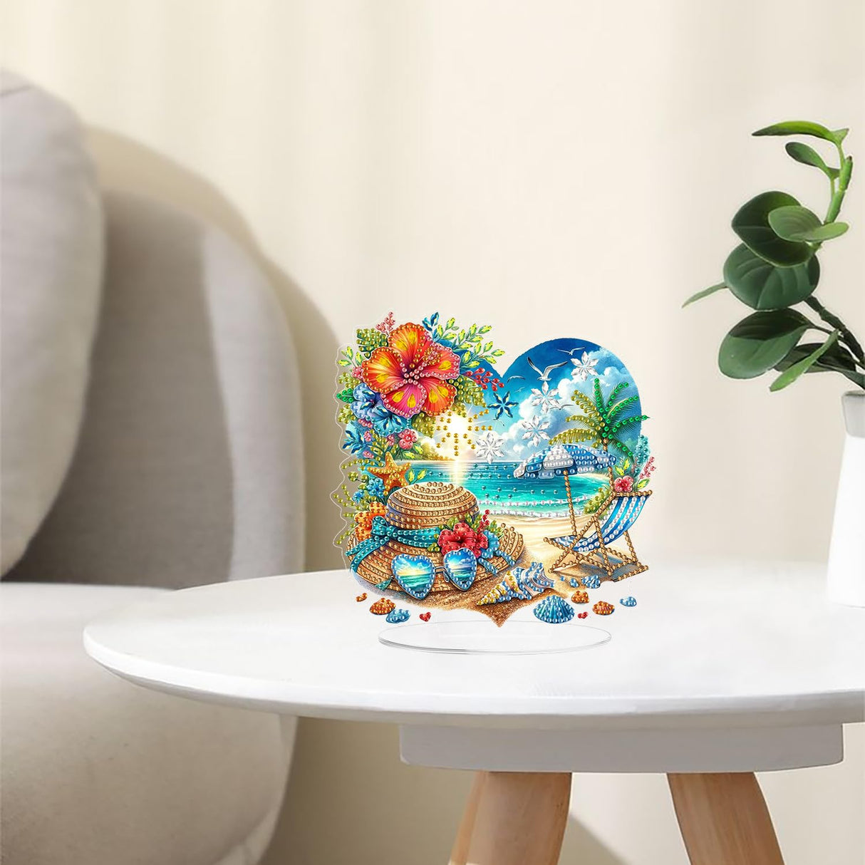 ARPADAMO Diamond Art Tabletop kit for Adult,DIY Diamonds Painting kit,Summer Beach Diamonds Painting for Adult, 7.2x7.2 inch Acrylic Diamonds Painting Board Kit, Special Crystal Diamond ARPADAMO