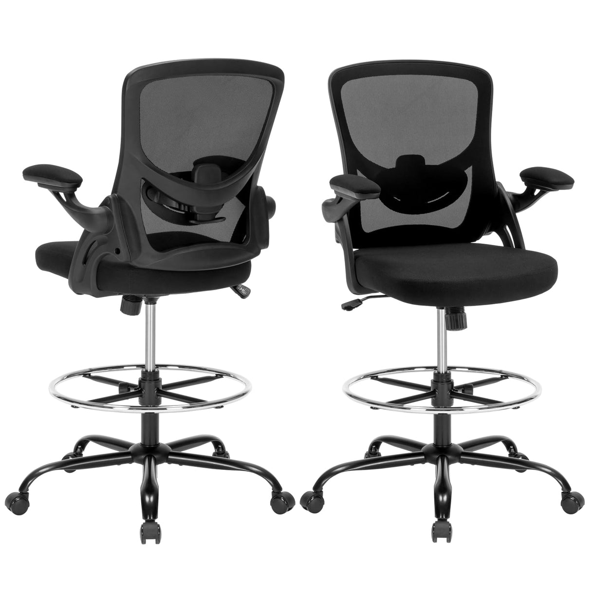 Drafting Chair, Ergonomic Standing Desk Chair with Flip-up Armrests, Tall Office Chair for Standing Desk, Counter Height Office Chairs with Footrest and Adjustable Lumbar Support Chairoyal