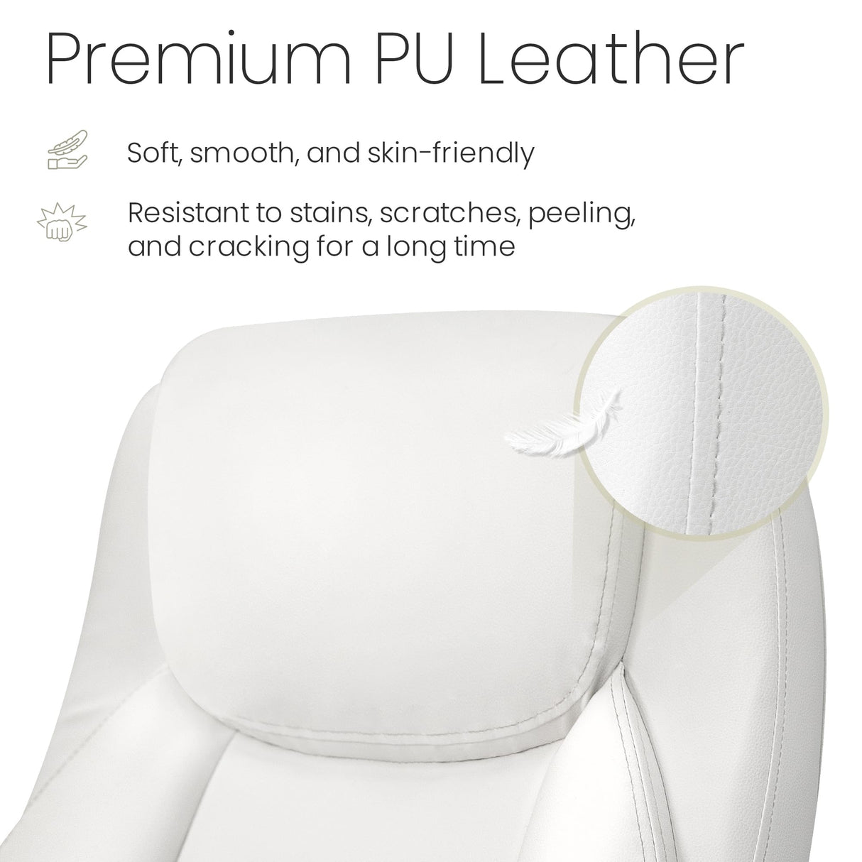 NEO CHAIR Ergonomic Office Chair PU Leather Executive Chair Padded Flip Up Armrest Computer Chair Adjustable Height High Back Lumbar Support Wheels Swivel for Gaming Desk Chair (White) NEO CHAIR