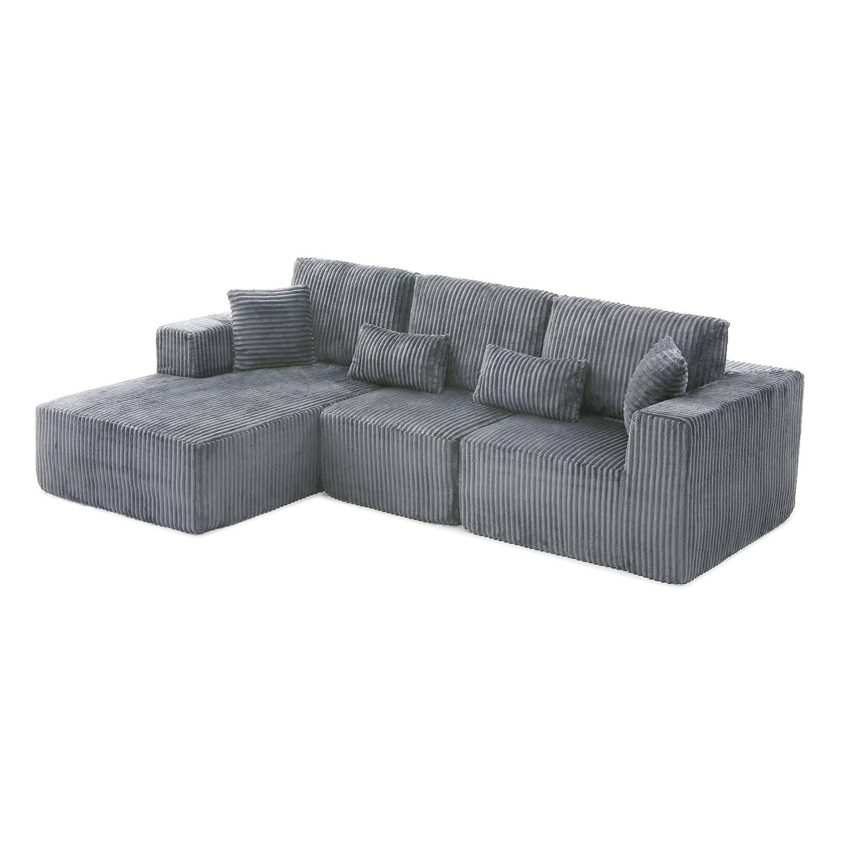 HYJT-H&K Modular Sectional Sofa Cloud Sectional Couch, 107" Comfy Fluffy L Shaped Dark Grey Couches for Living Room, Deep Seat Memory Foam Plush Corduroy Boneless Couch Sectionals Left Facing Chaise HYJT-H&K