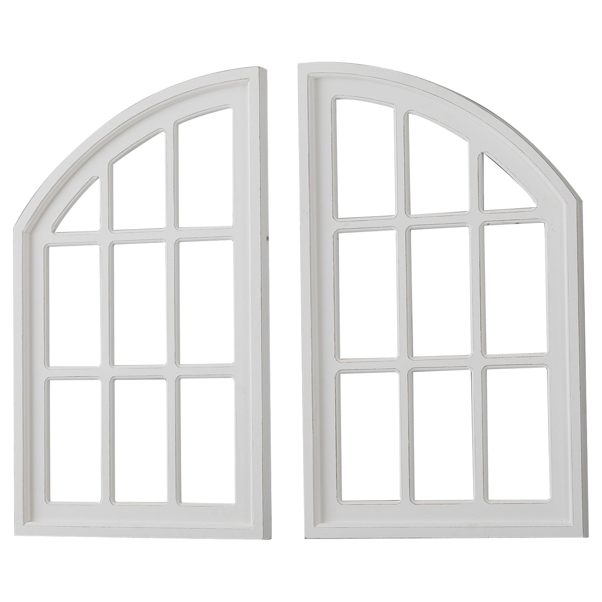 Sintosin Rustic Arch Window Frame Wall Decor 30 X 36 Inch, Set of 2 Wall Hanging Distressed White Farmhouse Window Frame, Handmade Wooden Window Pane for Living Room Entryway Sintosin