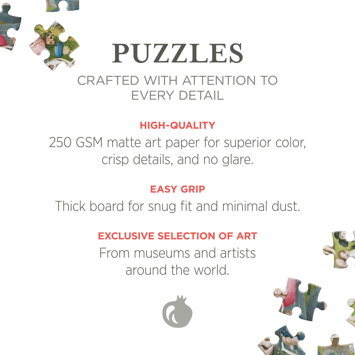 Pomegranate 1000-Piece Jigsaw Puzzle for Adults, Mosaic Quilt, Matte Finish, Snug Fit Pomegranate