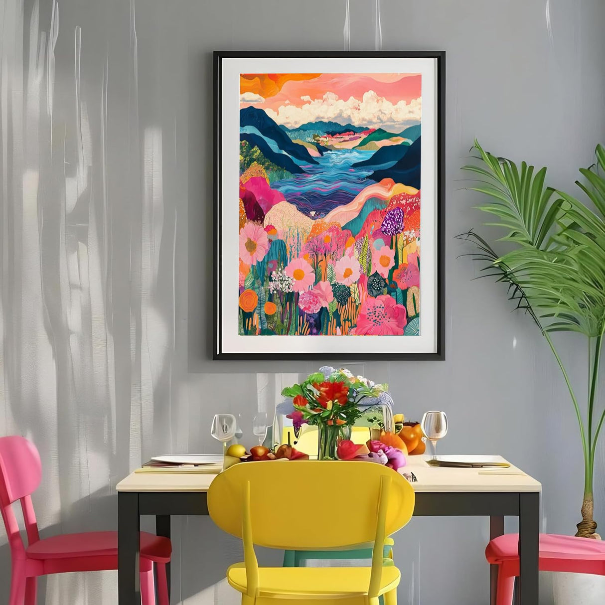 Flower Diamond Art Kits for Adults- Mountain Flower Diamond Art Kits for Beginners-Landscape Abstract DIY 5D Diamond Painting Kit ,Cute Painting Pictures 5D Craft Wall Decor for Home【11.8x15.7inch】 RYMILIE