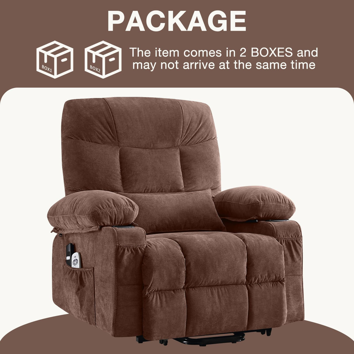 BOSMILLER Power Lift Recliner Chair for Elderly with Heat and Vibration Massage,Electric Recliner with USB Charging Port for Living Room, Infinite Position, Side Pocket BOSMILLER