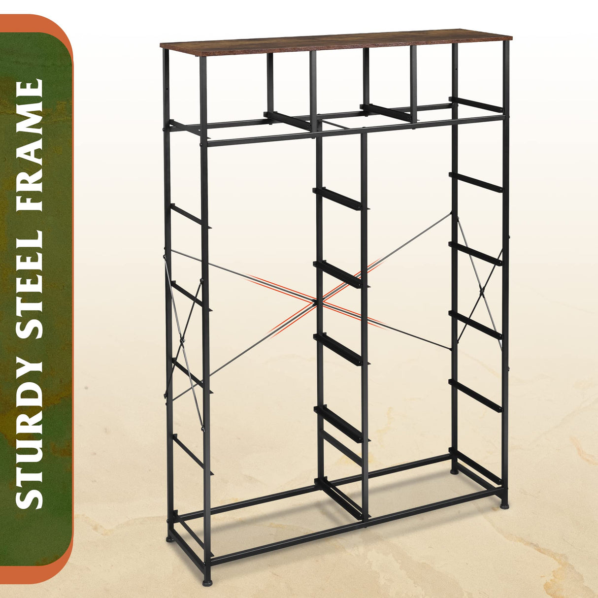 WLIVE Tall Dresser for Bedroom with 13 Drawers, Storage Dresser Organizer Unit, Fabric Dresser for Bedroom, Closet, Chest of Drawers, Steel Frame, Wood Top, Rustic Brown Wood Grain Print WLIVE