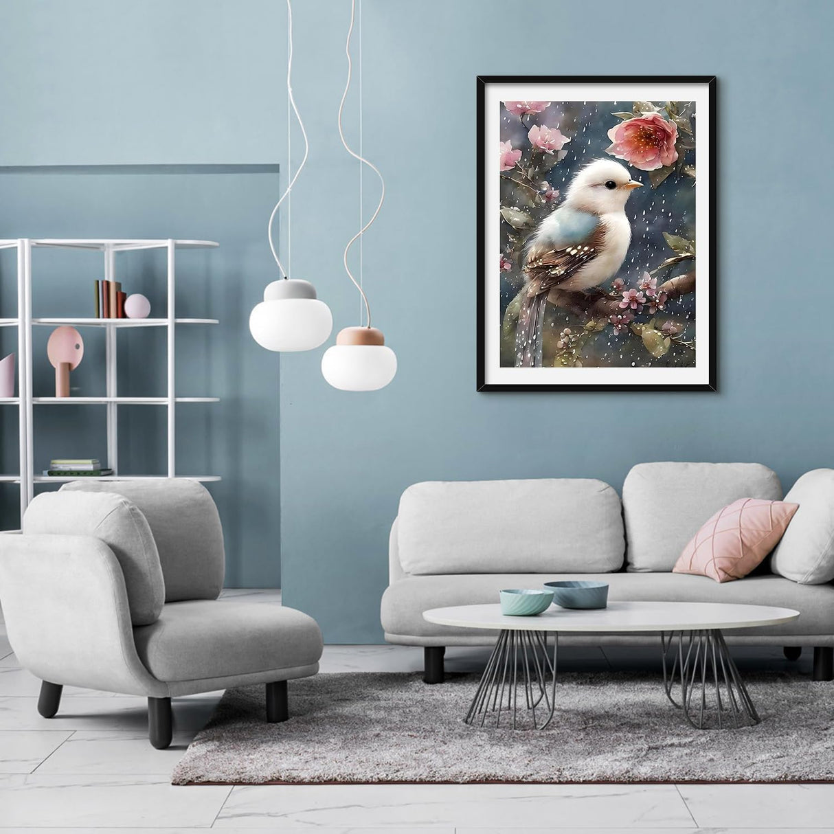 AIBOERL Diamond Painting Kits Bird Flower for Adults, Full Drill Diamond Dots Paintings for Beginners, Round 5D Paint with Diamonds Pictures Gem Art Kits for Home Wall Decor (11.8 * 15.8 inch) AIBOERL