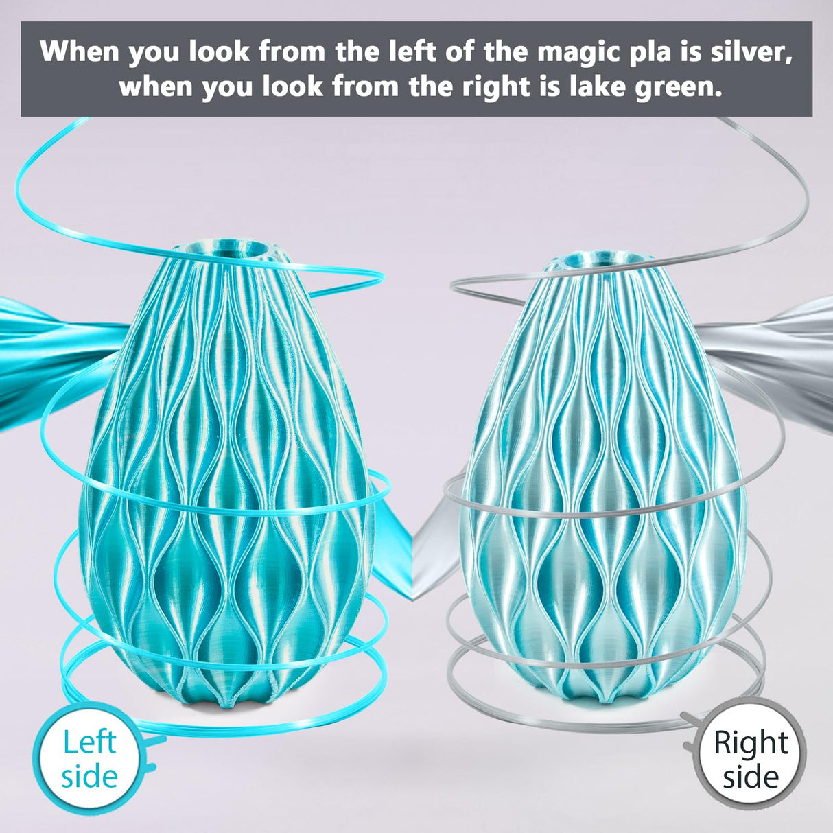 iSANMATE 3D Printer Filament, PLA Filament 1.75mm Dual Color Filament, Shiny Silk PLA Coextruded Filament, 1 kg/Spool (Lake Green and Silver) iSANMATE