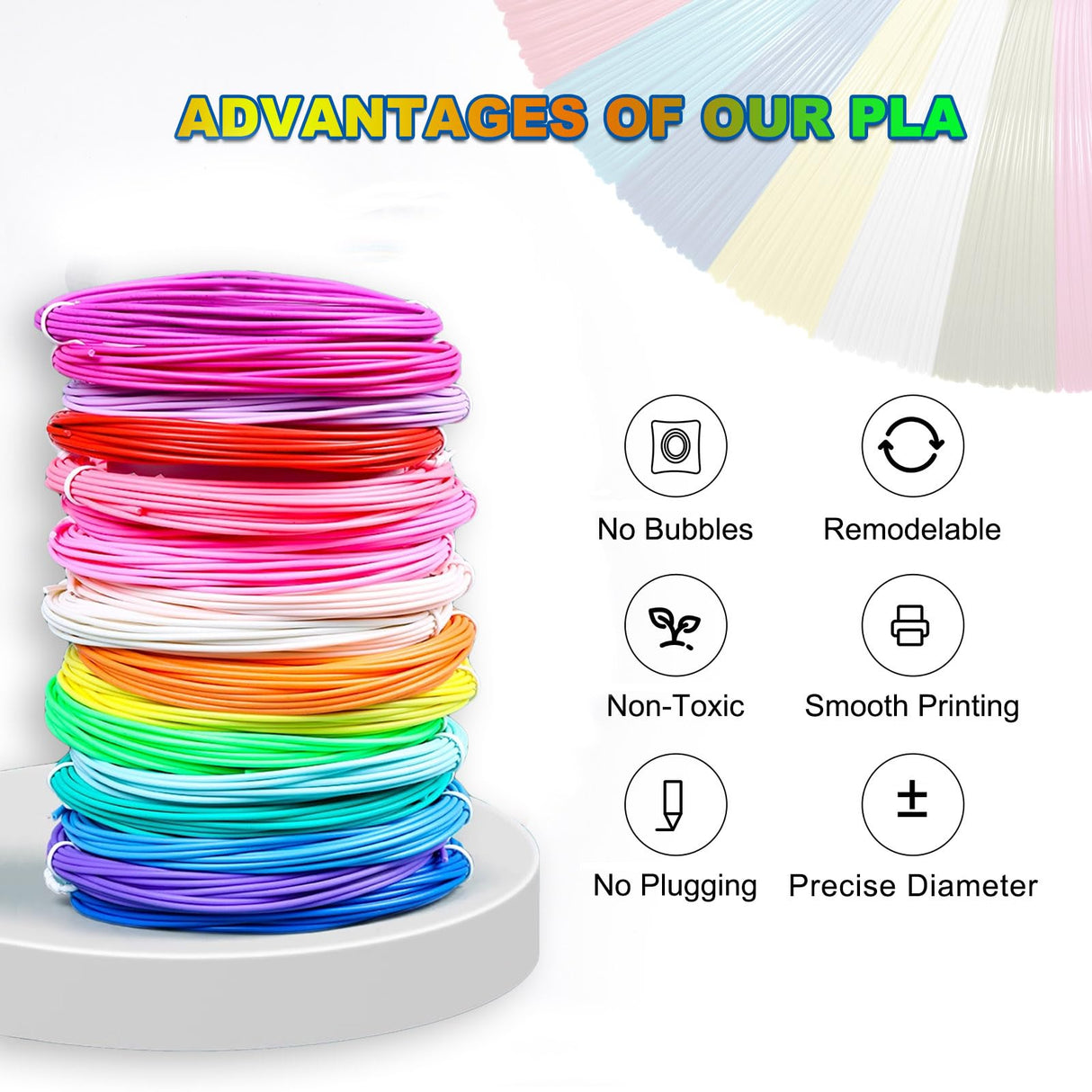 Yungden 1.75mm 3D Pen Filament Refills, 30 Colors 3D Pen Colors, Each Color 10 Feet, Total 300 Feet, Compatible with MYNT3D and SCRIB3D 3D Pens, Not Used for 3Doodler Pen (3D Pen Not Included) Yungden