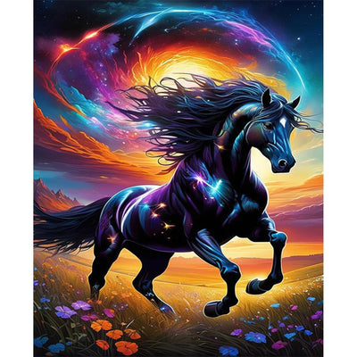 JUJUHOOD Black Horse Paint by Numbers Kit for Adults Beginner, Horse Paint by Number Kits for Adults on Canvas Animal with Paintbrushes and Acrylic Pigment 16x20 inch