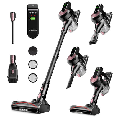 Cordless Vacuum Cleaner, 40Kpa 45Mins Vacuum Cleaners for Home, 8-in-1 Lightweight Stick Vacuum with Powerful Suction, Anti-tangle Wireless Vacuum for Carpet, Tile, Pet Hair, Hardwood Floors, Black