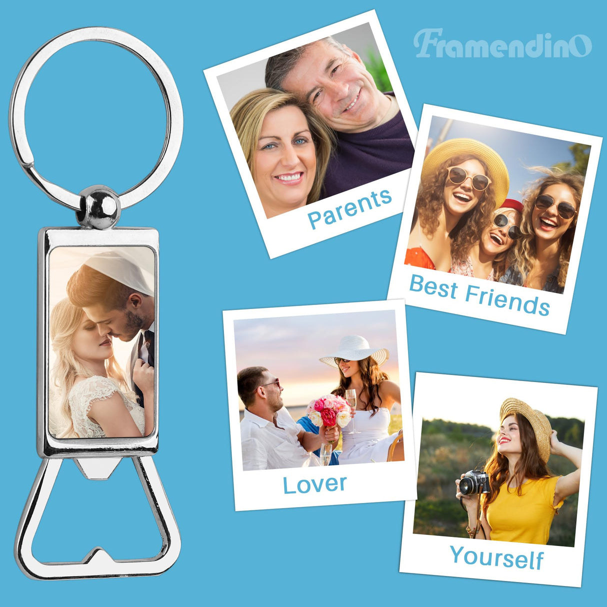 Framendino, 10 Pack Sublimation Blanks Keychains Metal Bottle Opener Transfer Sublimation Key Rings Framendino