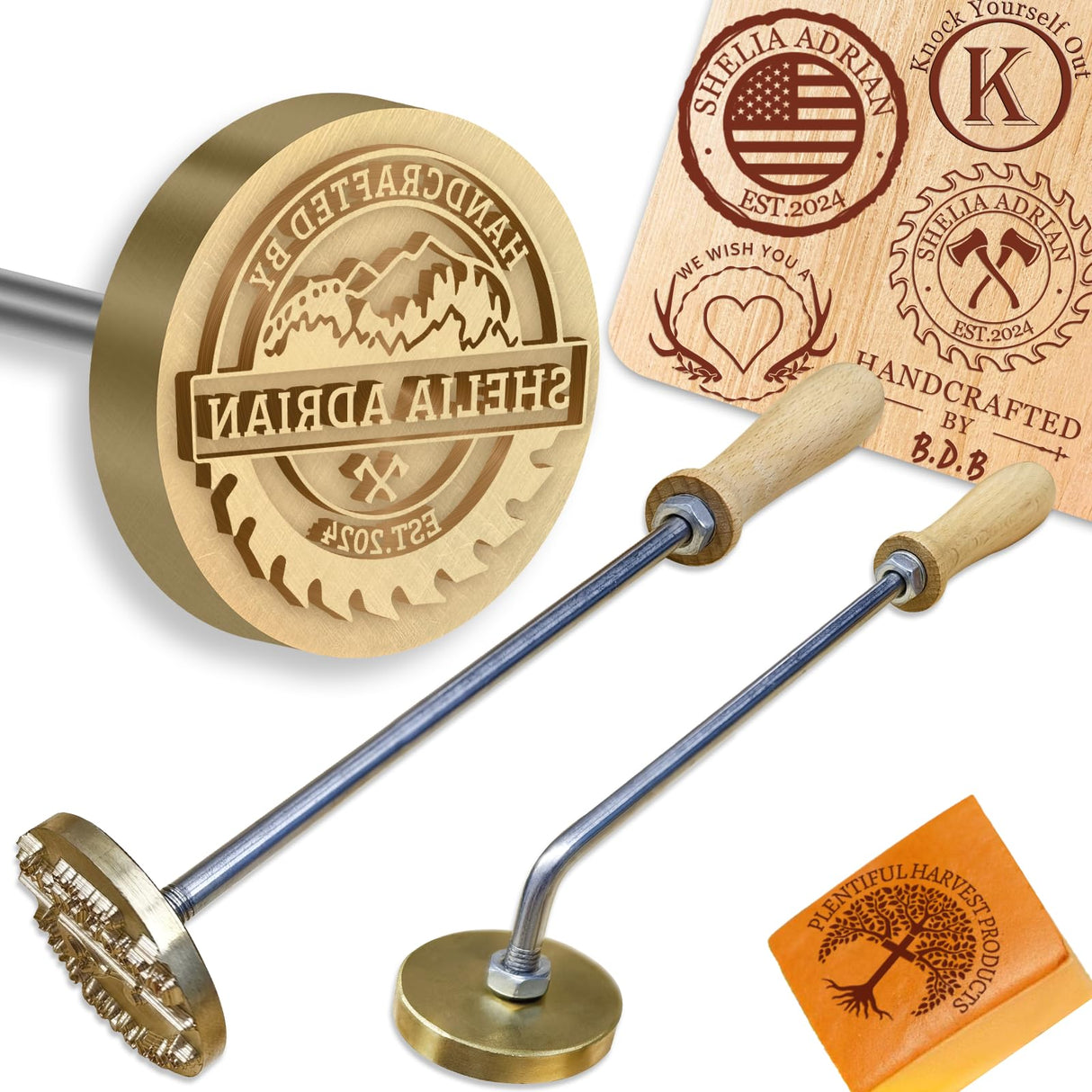 MOUZYLCASE Custom Wood Branding Iron Personalized Logo Metal Branding Iron for Wood Burning Stamp Leather Meat, Handcrafted Design Weddings Personalized Gifts, Flame Heated(1-3inch) MOUZYLCASE