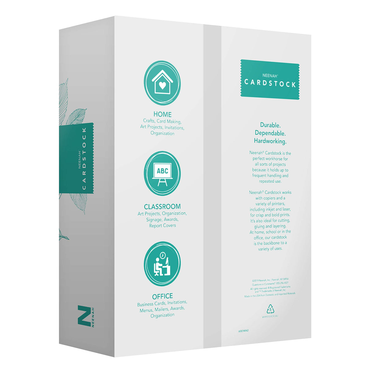 Neenah White Index Paper, Mediumweight, 300 Sheets, 199 gsm, 94 Brightness, 8.5" x 11" - MORE SHEETS! (91635) Neenah