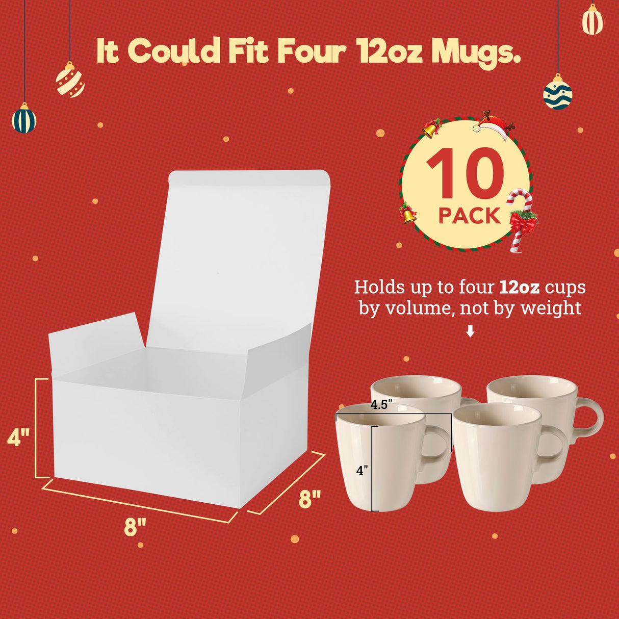 MESHA 8x8x4 Gift Box 10 Pack White Gift Boxes with Lids, DIY Bridesmaid Proposal Box, Recyclable,Foldable Box for Wedding, Birthday Party MESHA