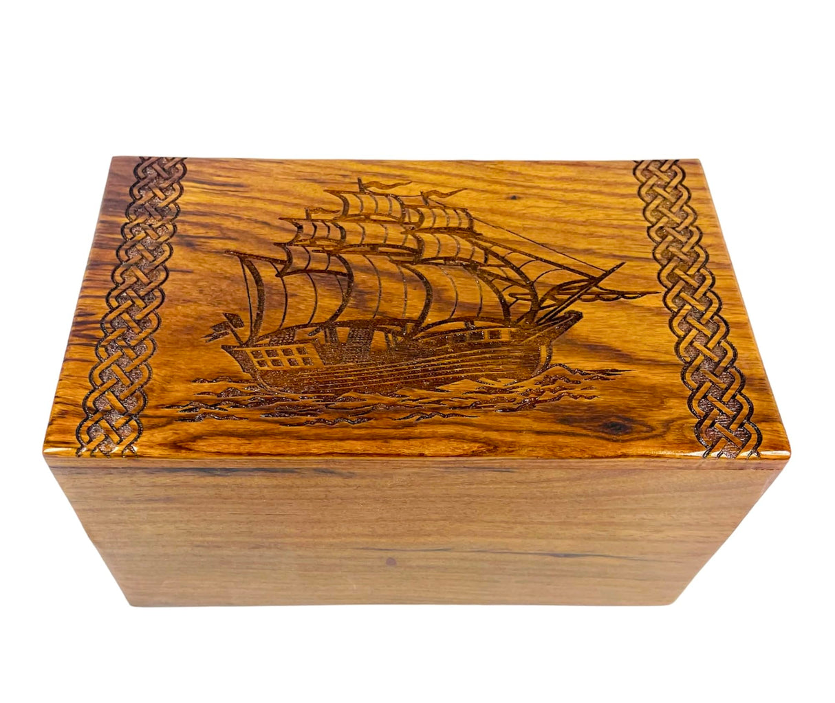 Sunrise Wood Store Wooden Urn for Human Ashes-Premium Handcrafted Rosewood Urn Box for Adult Male/Female-Handmade Viking Ship Engraved Funeral Urn Generic
