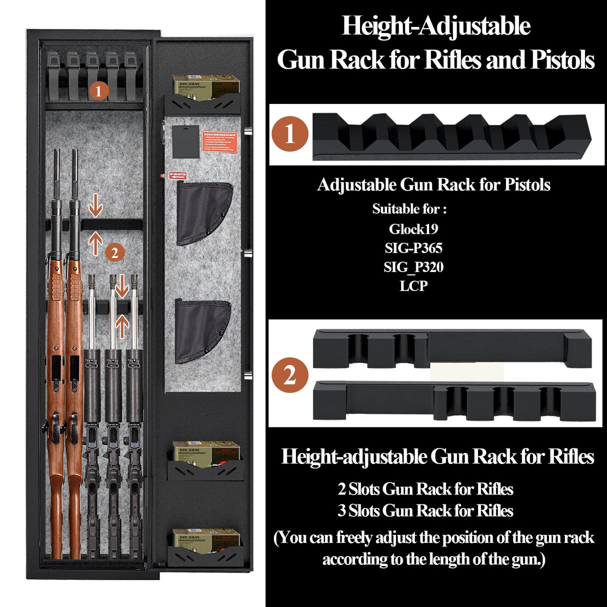 KAER 3-5 Gun Safe,Gun Safes for Home Rifle and Pistols,Rifle Safe,Gun Cabinet,Gun Safes for Rifles and Shotguns,Gun Safe Rifle with Removable Shelf,Assembled(Keypad Lock 55.12'' x 12.6" x 9.84'') KAER