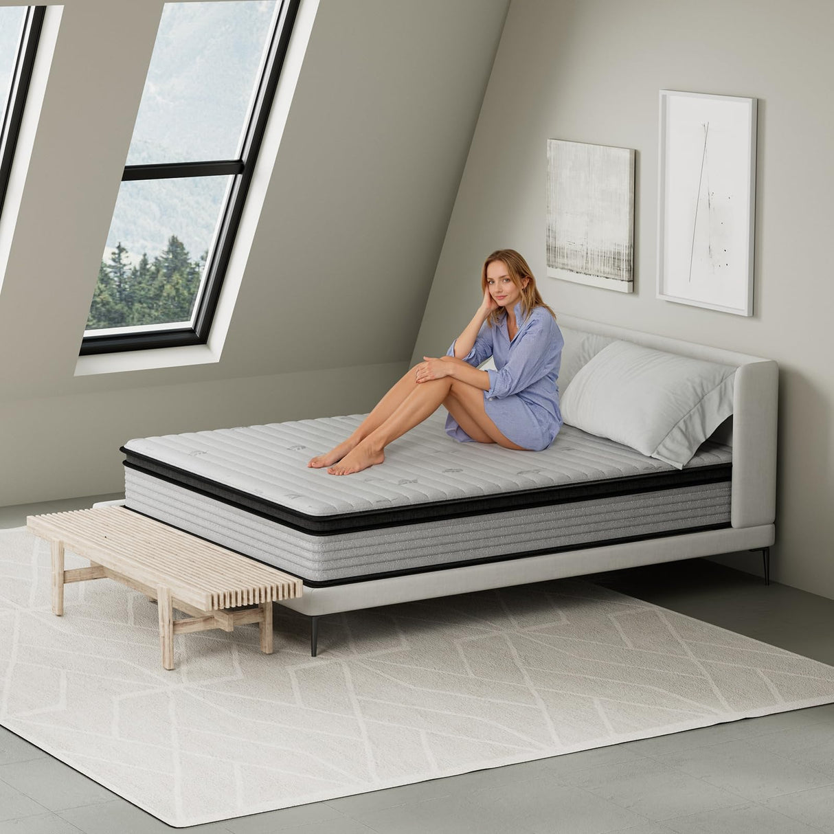 MixDeer King Mattress 12inch in a Box, Memory Foam Hybrid Mattress with Pocket Springs and Zoned Support for Back & Lumbar Pressure Relief, Motion Isolation and Edge Support -CertiPUR-US(12 Inch,King) MixDeer