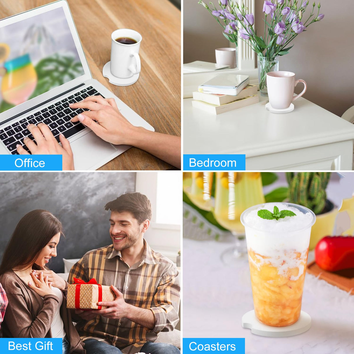 GNIEMCKIN 60 PCS 2.56 in Sublimation Car Coasters, Auto Coasters for Cup Holders, Auto Cupholder Coasters with Finger Notch and DIY Personalization Option, Keep Car from Cold Drink Sweat Stain Spill GNIEMCKIN