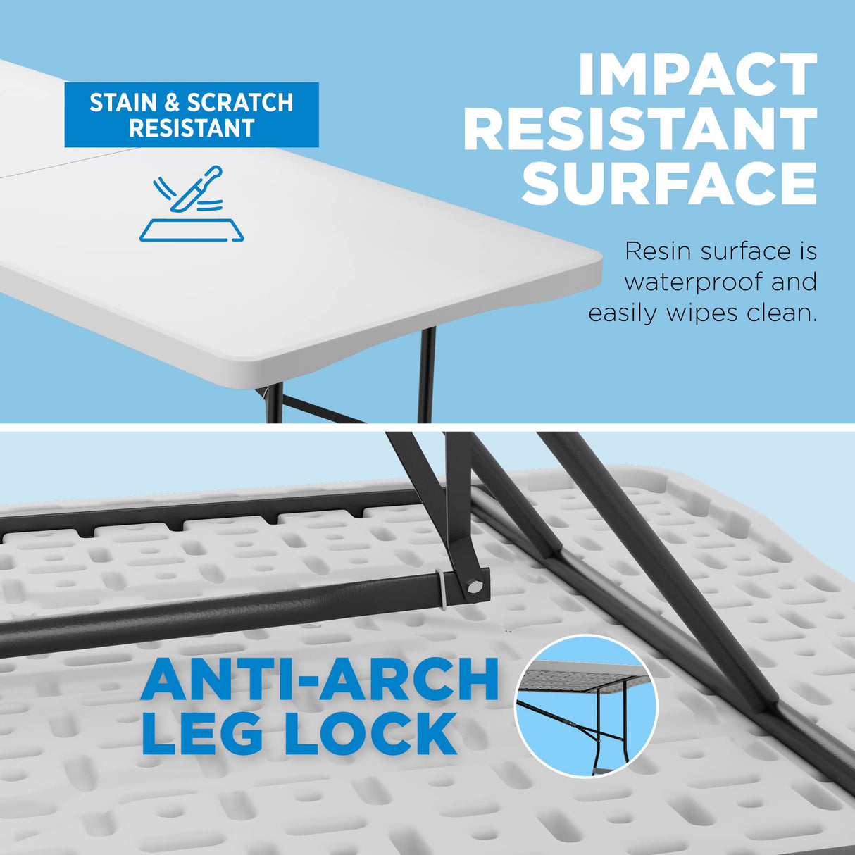 Sorfey Folding Table 6-Foot X 30 inch, White Plastic Sorfey