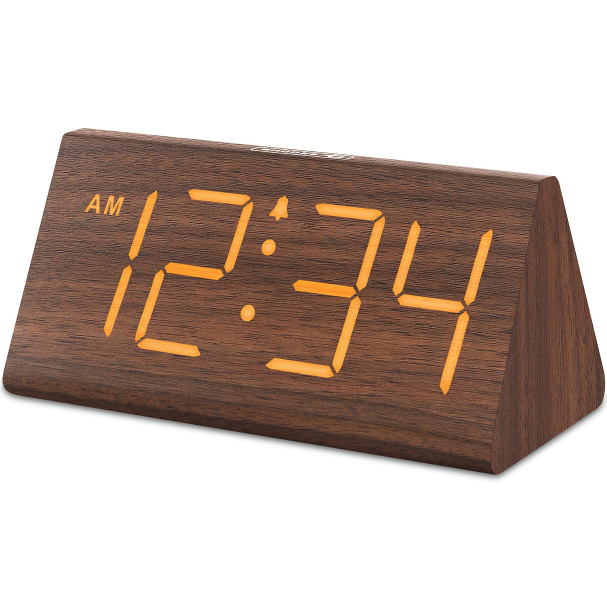 DreamSky Wooden Digital Alarm Clocks for Bedrooms - Electric Desk Clock with Large Numbers, USB Port, Loud Alarm for Heavy Sleepers, Adjustable Volume, Dimmer, Snooze, DST, 12/24H, Wood Décor (Brown) DreamSky