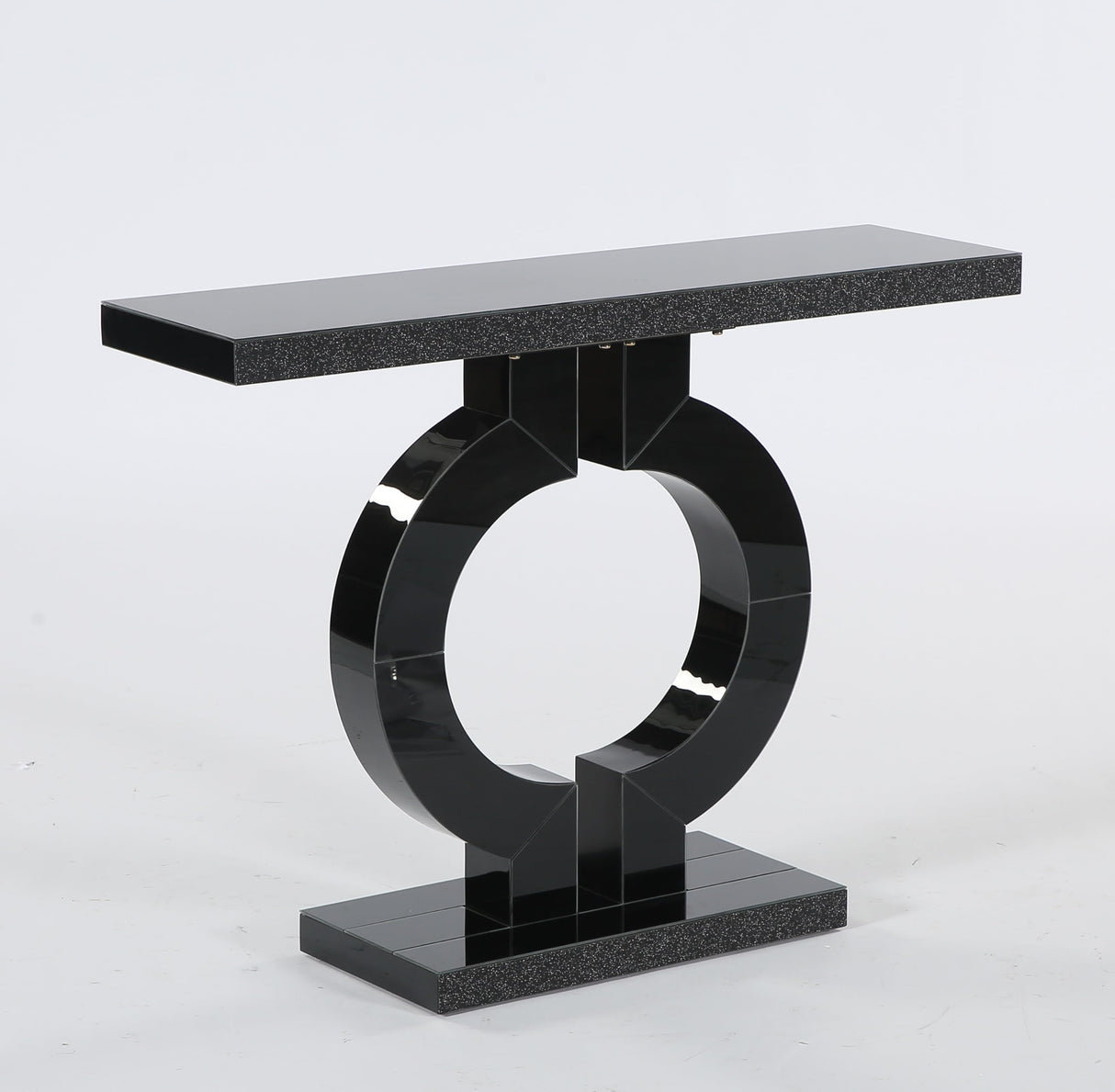 Tribesigns Modern Mirrored Console Table, Glass Sofa Table with Mirror Finish, 43-Inch Entryway Table with O-Shaped Base, Rectangular Accent Foyer Table for Living Room Hallway Entrance (Black) Tribesigns