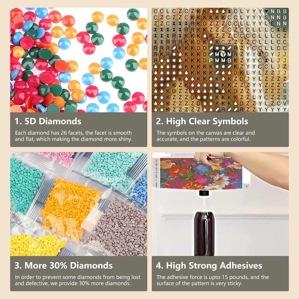 FHBUBPUP Diamond Painting Kits for Adults, Farm Animal Diamond Painting Art for Beginner, DIY Horse & Dog Diamond Art Kit, Gem Bead Painting Art Craft for Fall Home Decoration 12×12Inch FHBUBPUP