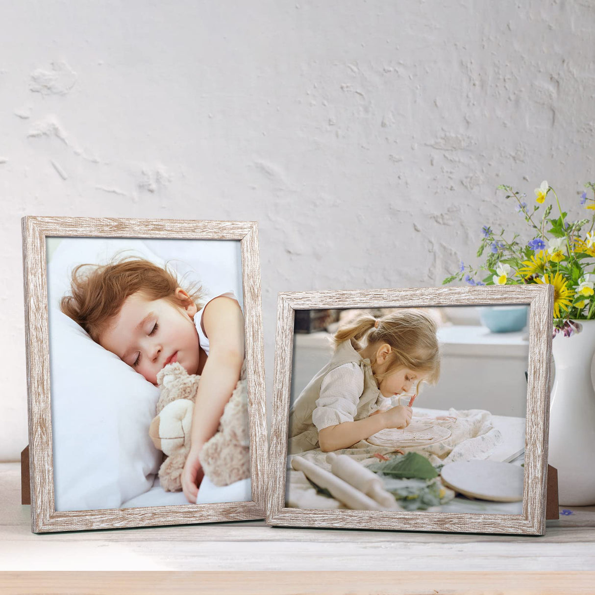 Giftgarden 8x10 Picture Frame Distressed Beige White Set of 12, Multi Rustic Wood Grain 8 by 10 Photo Frames Bulk for Wall or Tabletop Display Giftgarden