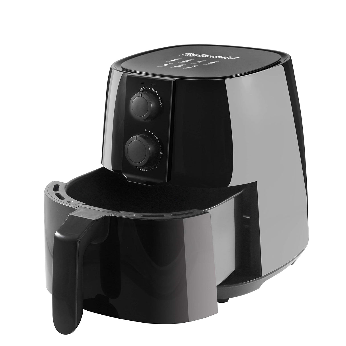 Elite Gourmet EAF4617 Electric Digital Hot Air Fryer, 1350Watts, Oil-Less Healthy Cooker, Timer & Temperature Controls, 4 Quart, Black Elite Gourmet