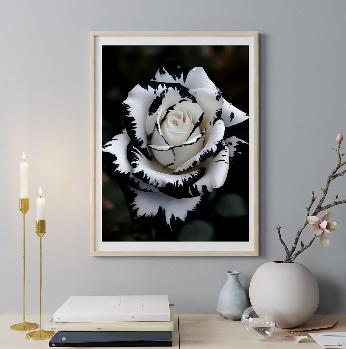 BYGFHLYW Diamond Painting Kits for Adults, White Rose Flower Diamond Art Kits for Adults Beginner, 5D DIY Full Drill Diamond Dot Gem Art Home Wall Decor 12x16inch BYGFHLYW