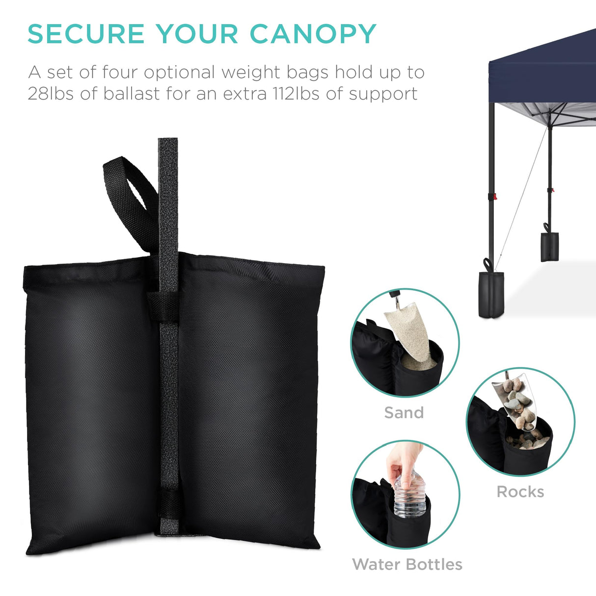 Best Choice Products 10x10ft 1-Person Setup Pop Up Canopy Tent Instant Portable Shelter w/ 1-Button Push, Case, 4 Weight Bags - Blue Best Choice Products