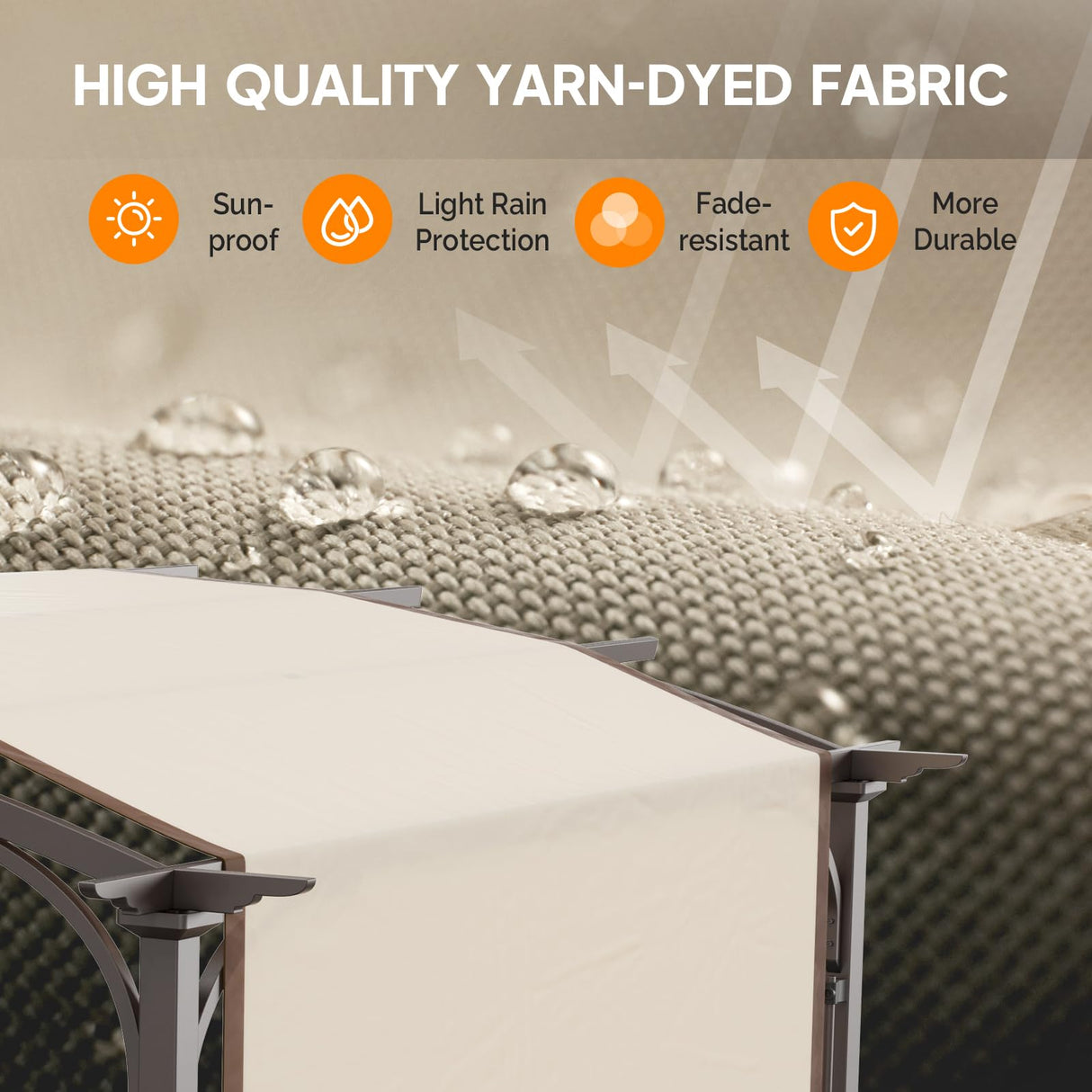 VINGLI 8.8’x 10.8' Outdoor Pergola Aluminum Retractable Pergola Canopy with Adjustable Roof, Garden Pergola for Deck, Porch, Garden, Yard (Khaki) VINGLI