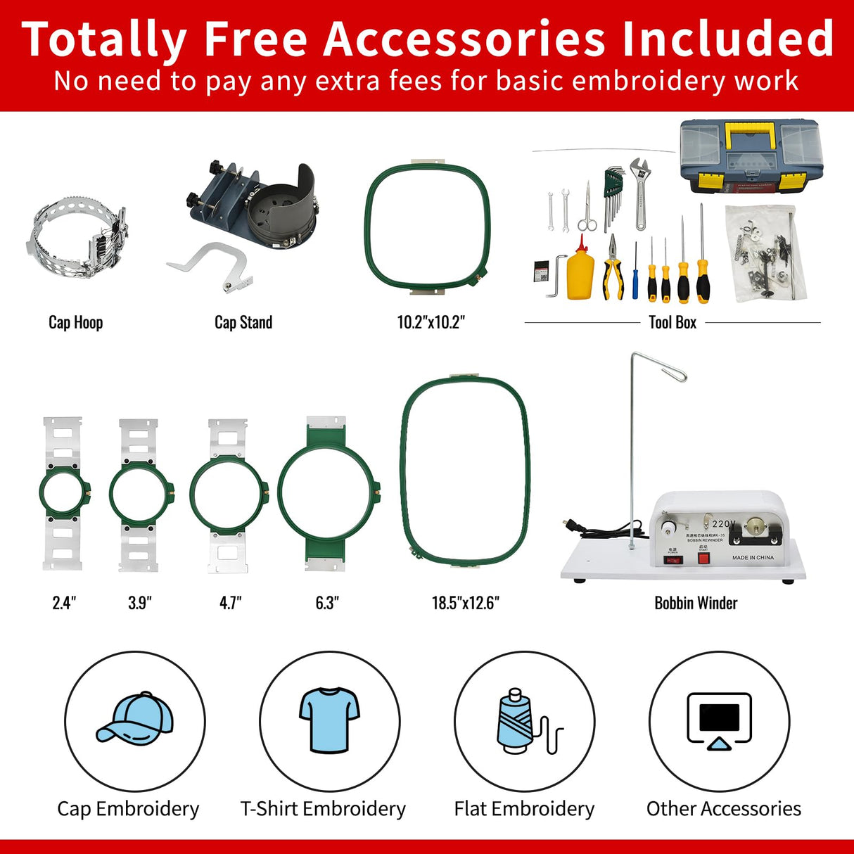 Embroidery Machine with 15 Needles,14"x20" Embroidery Area,1200SPM Max Speed,10In Touch Screen, capable of embroidering on 3D Caps, Flat, T-shirt and more,Wifi Available FDZ