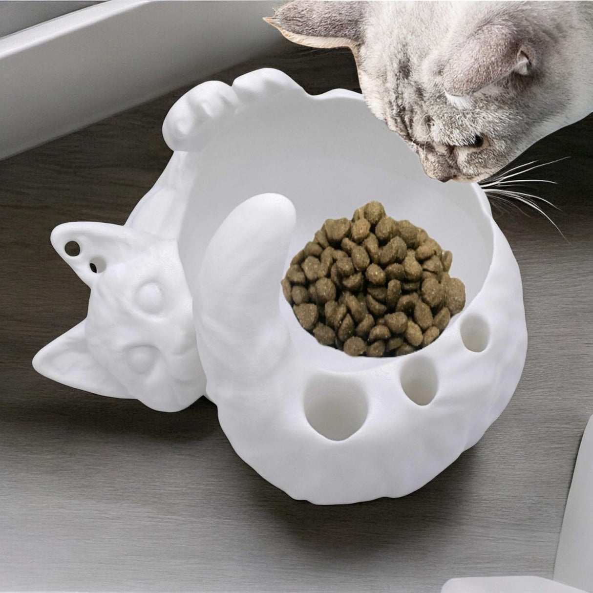 ThinkThings 3D Printed Yarn Bowl For Crocheting, Large Capacity Storage Container for Candy Keychain Accessories On Desk, Lovely Sleeping Cat Ornaments, Special Crochet Bowl, Pets Feeding Bowls ThinkThings