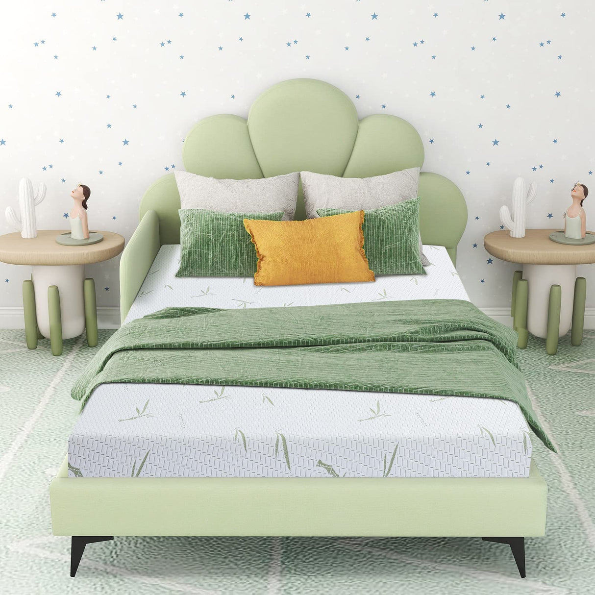 Airdown Full Mattress, 6 Inch Memory Foam Mattress in a Box for Kids with Breathable Bamboo Cover, Medium Firm Green, Trundle Bed, CertiPUR-US Certified, Made in USA (AD-DM-6F) Airdown