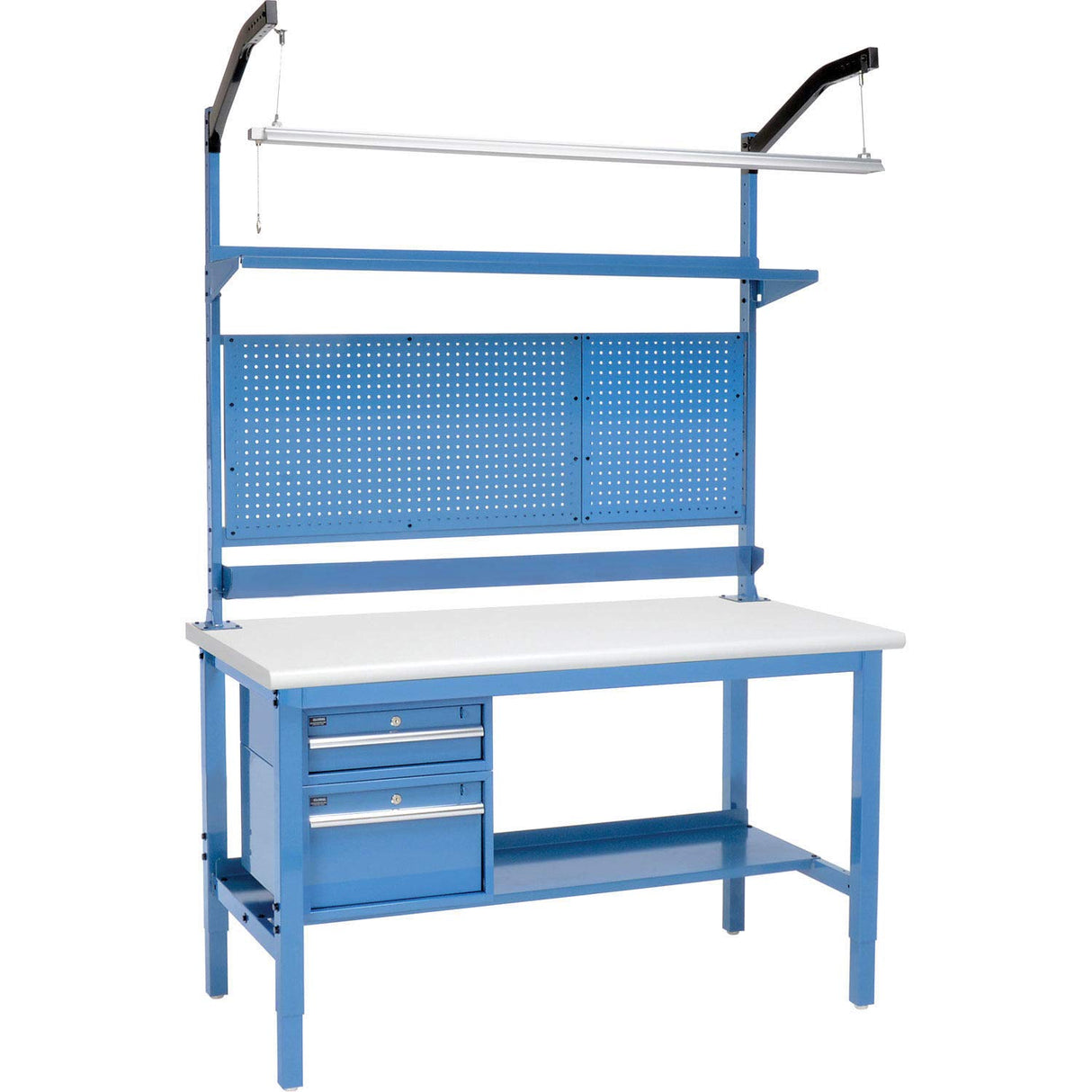 Global Industrial 60"W x 30"D Workbench, 1-5/8" Thick Plastic Laminate Safety Edge Complete Bench, Blue Global Industrial