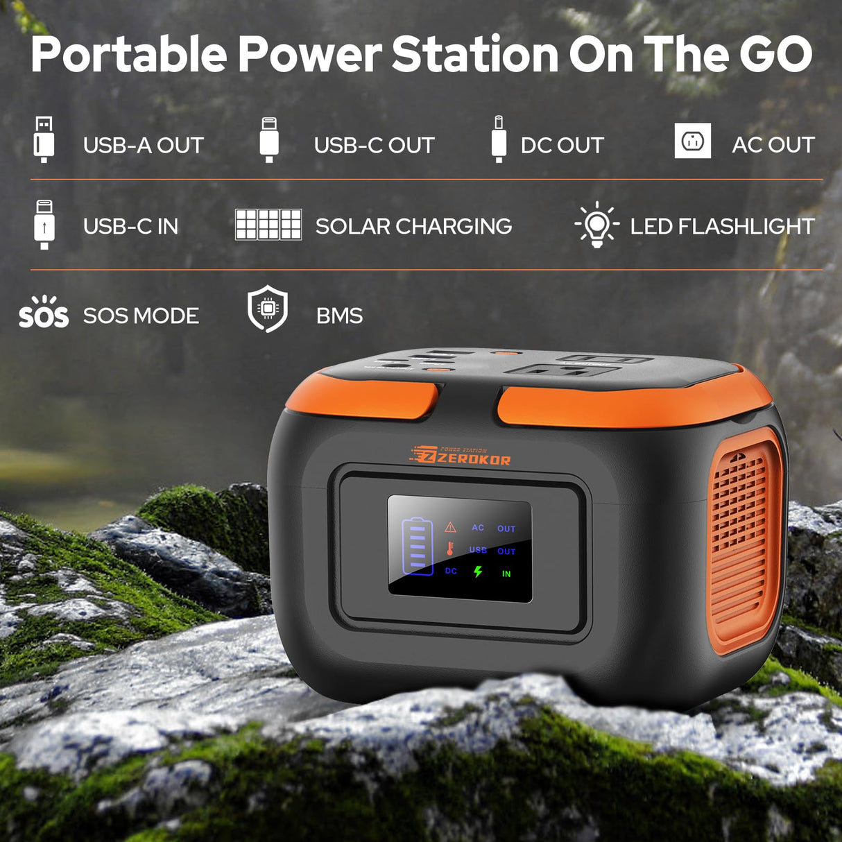 Portable Power Station 120W, 110V Power Bank with AC Outlet, Portable Generator 97.6Wh External Lithium Battery Pack with USB C Input for Camping Home Use Van Life Adventure ZeroKor