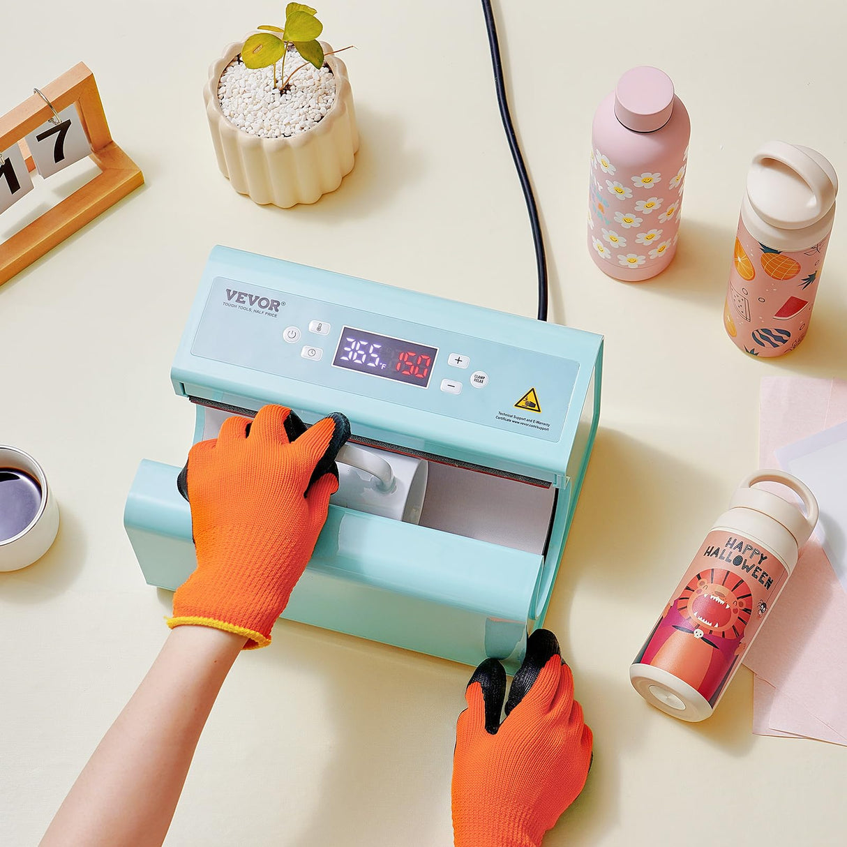 VEVOR Auto Tumbler Heat Press Machine - Mug Heat Press Heat Up Fast & Even with Temp and Time Setting, Professional Tumbler Press for 11-30oz Sublimation Tumblers, Mug, Cups - Light Blue VEVOR