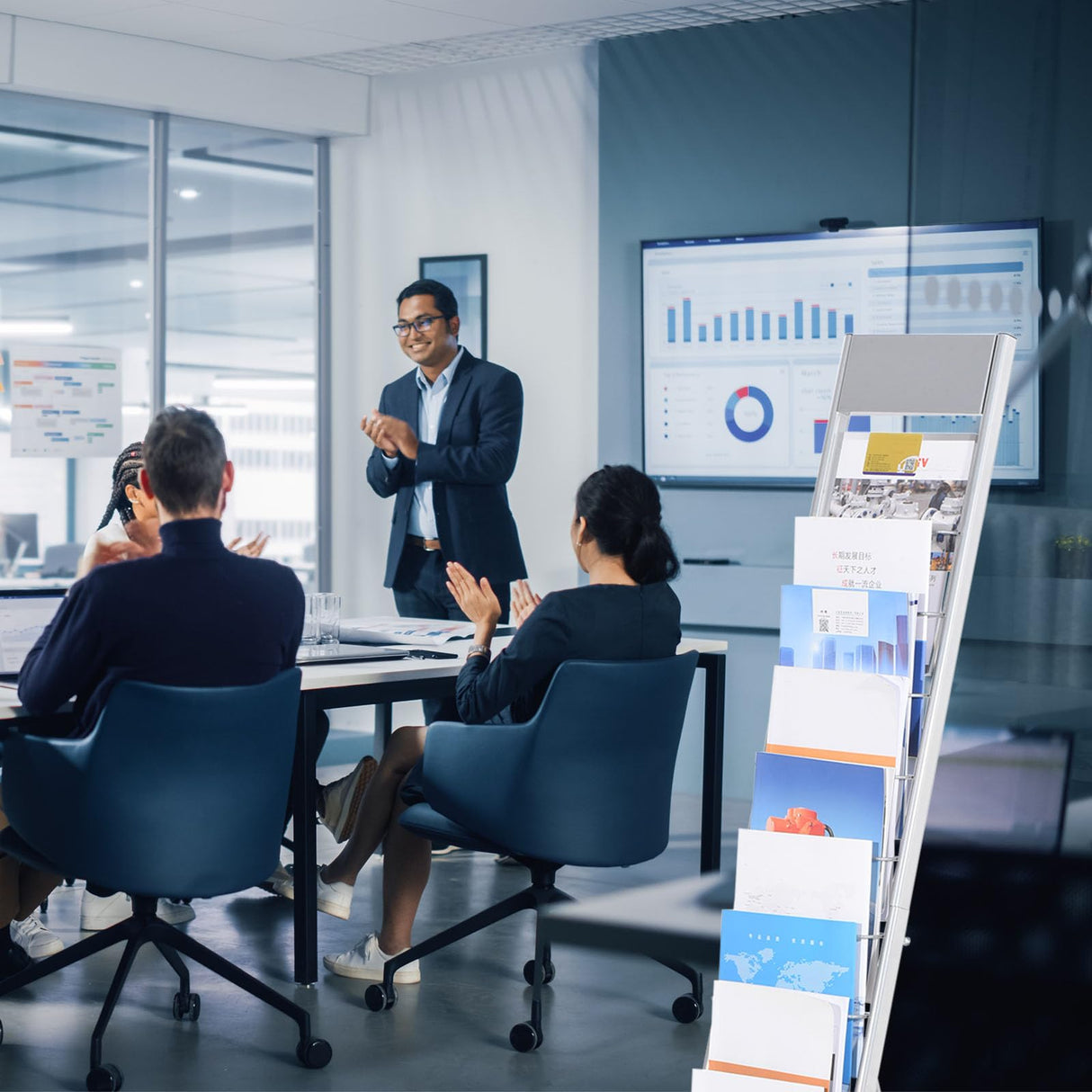 PATIKIL Detachable Magazine Display Racks Floor Standing 10 Layers Brochure Stand Catalog Literature Holder for Hotel, Exhibition, Office PATIKIL