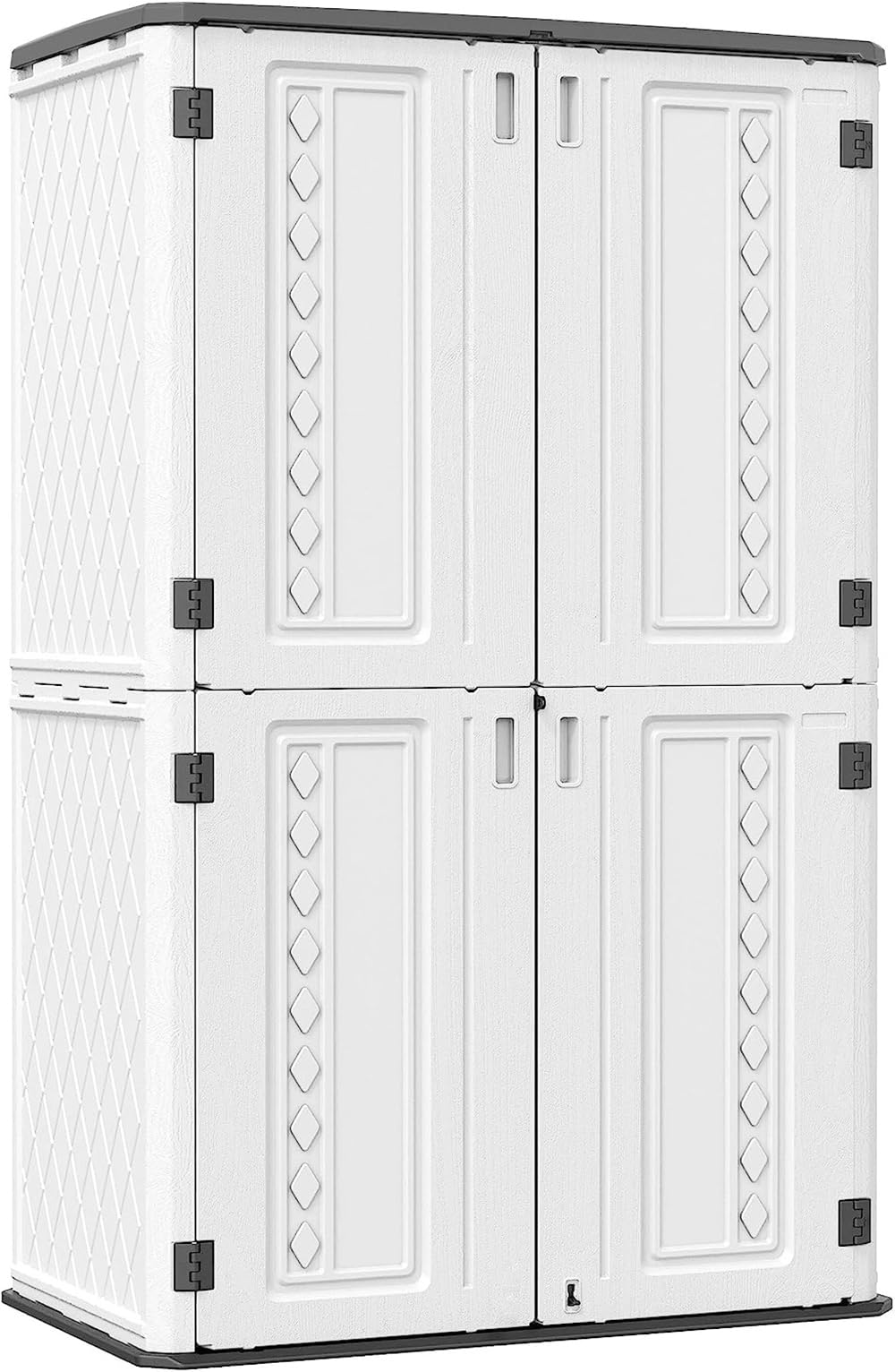 Outdoor Storage Shed,KINYING Outdoor Storage Cabinet Waterproof with Double Doors,52 Cu.ft Resin Vertical Tool Shed for Garden,Patio,Backyard,4×2.5×6.6 FT KINYING