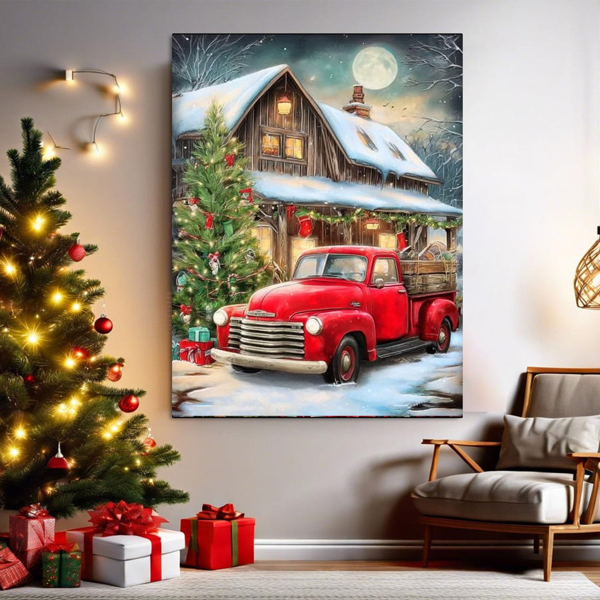 Christmas Diamond Art Kits for Adults-Christmas Truck 5D Diamond Painting Kits for Adults Beginners,DIY Full Drill Diamonds Painting Red Truck Gem Art Kits for Gift and Home Decoration(12x16 inch) Arttoplus