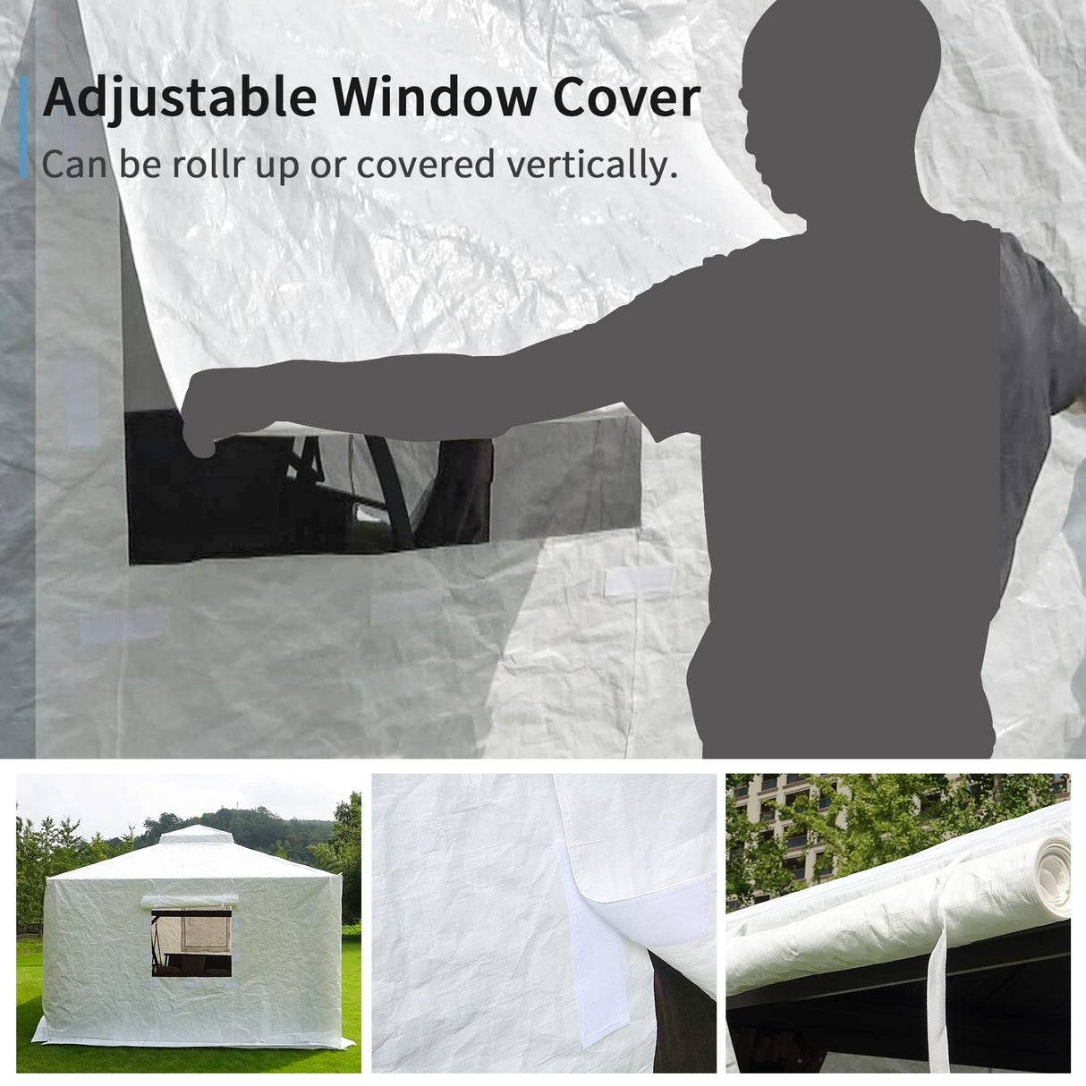 Gazebo Accessories 10' x 12' Universal Winter Gazebo Cover for Hardtop Gazebos,Enclosed Cover with Sidewalls and Mesh Windows Waterproof (White) by domi outdoor living domi outdoor living