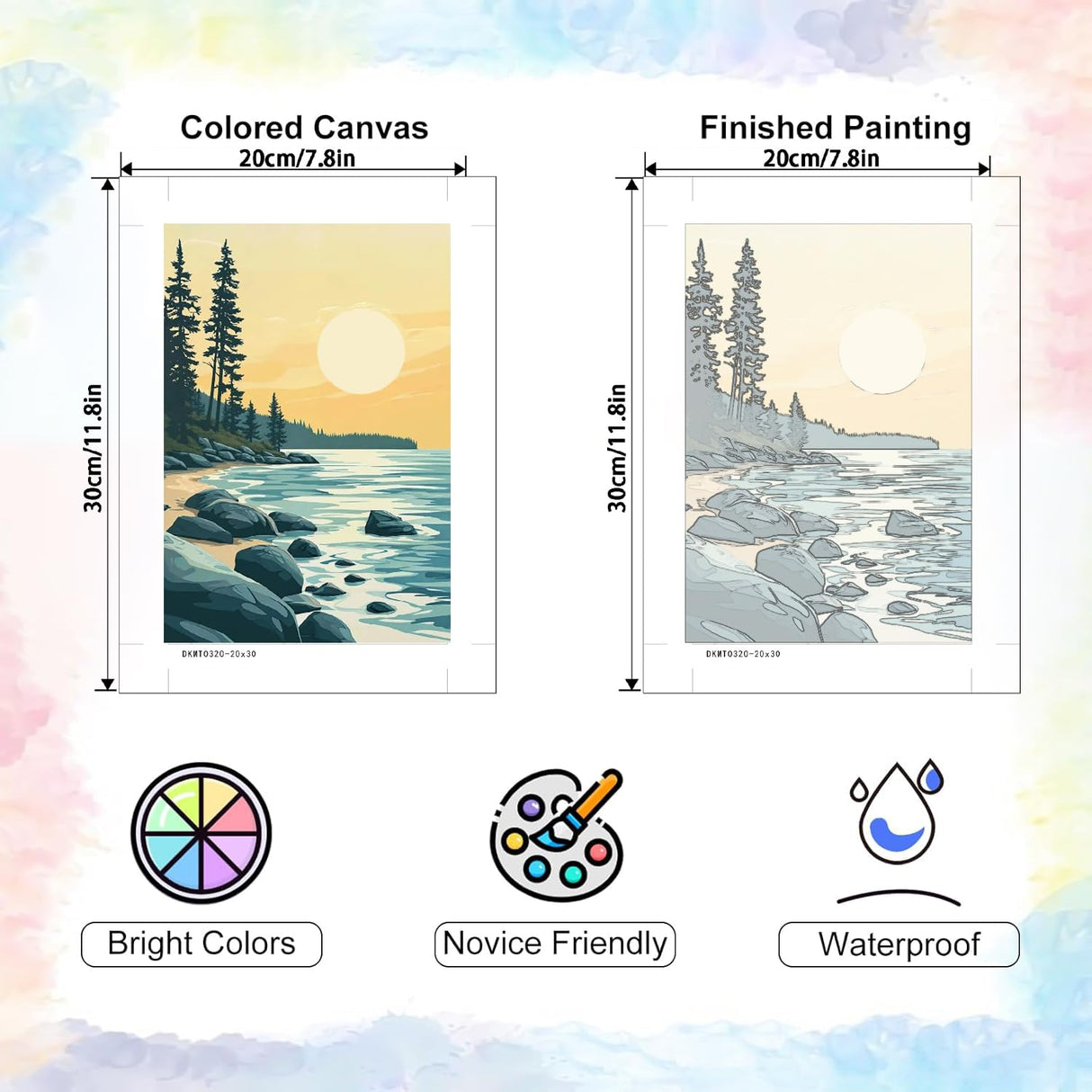 6 Pack Sunset Paint by Numbers Kit for Adults, Adult Paint by Number Kits with Easel, Landscape Paint by Numbers for Adults, DIY Acrylic Painting on Canvas for Home Wall Art Decor 8x12 Inch CraftCraze