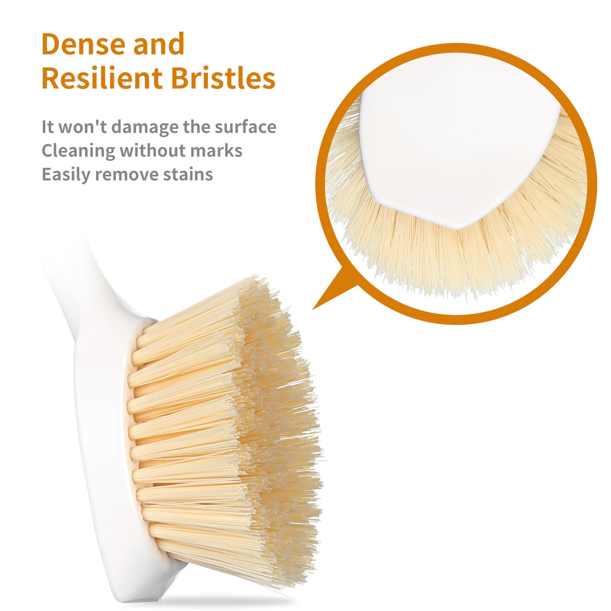 2 Pack Kitchen Dish Brush Bamboo Handle Dish Scrubber Built-in Scraper, Scrub Brush for Pans, Pots, Kitchen Sink Cleaning, Dishwashing and Cleaning Brushes are Perfect Cleaning Tools, White Songtaste