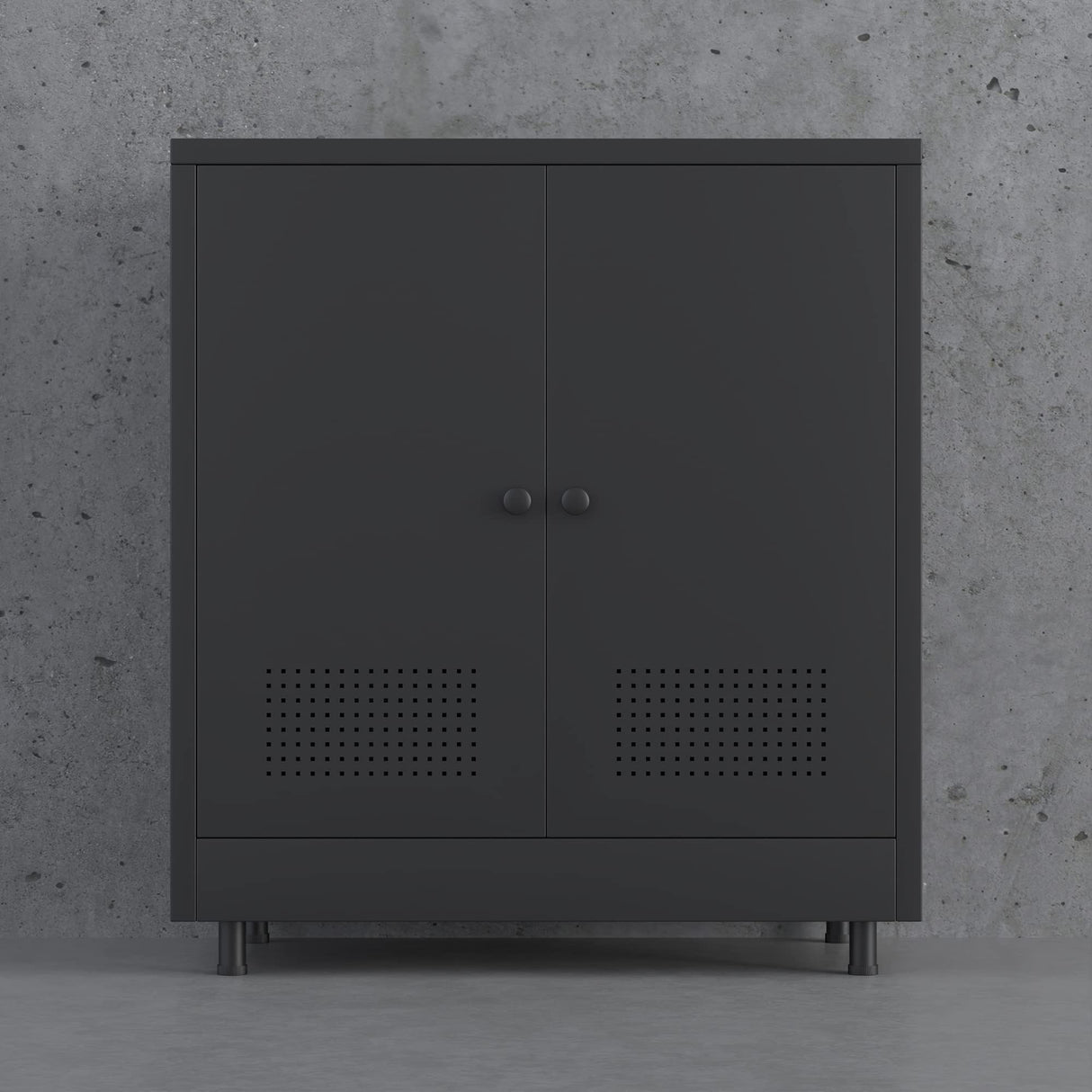 JINKUR Metal Storage Cabinet with 2 Doors and Adjustable Shelf, Steel Accent Sideboard Buffet Cabinet for Home, Office, Garage, Entryway, Living Room, Kitchen Pantry and Dining Room (Black) JINKUR