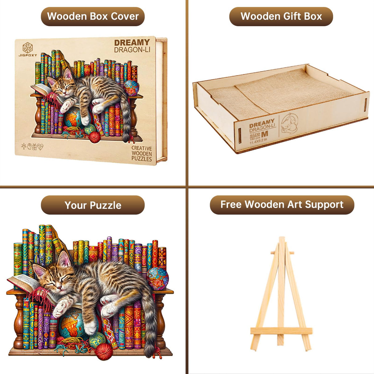 Jigfoxy Wooden Puzzles for Adults, Cat Wood Puzzles Adult, Unique Animal Shape Wooden Jigsaw Puzzles, Birthday Gifts for Puzzles Lovers Family Friend (S-8.5 * 6.9in-100pcs) Jigfoxy