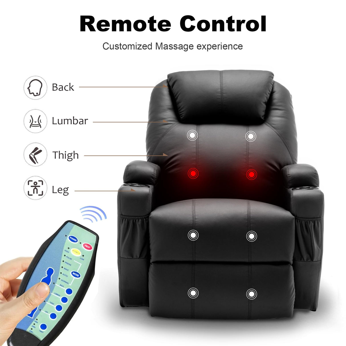 Korser Recliner Chair, Rocking Chair with Massage and Heat, 360° Swivel Recliner Chairs for Adults, Rocker Manual Recliner with Remote Control and Cup Holder for Living Room, Bedroom, Nursery Korser
