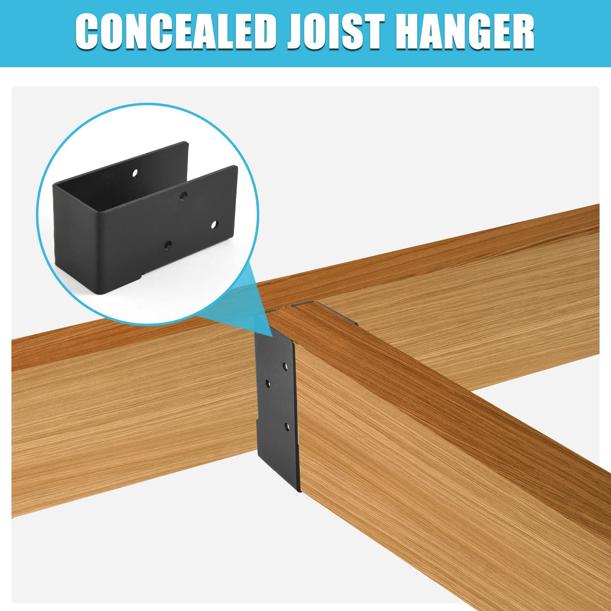 Nrspp Concealed Joist Hangers, 8 Pcs of 2"x4"Outdoor Concealed-Flange,Q235 Steel Plate Powder-Coated Concealed Joist Steel Bracket for 2"x4" Beam Swing Nrspp