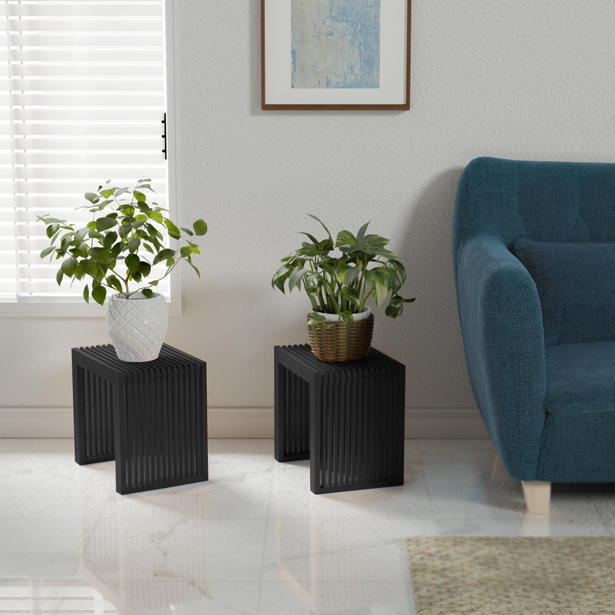 APRTAT Bamboo Dining Bench Indoor Small Benches Entryway Shoe Rack Benchs,Outdoor Modern Wood Benches 17 Inch Bamboo Bench for Living Room Hallway Bedroom Bathroom Black Small APRTAT